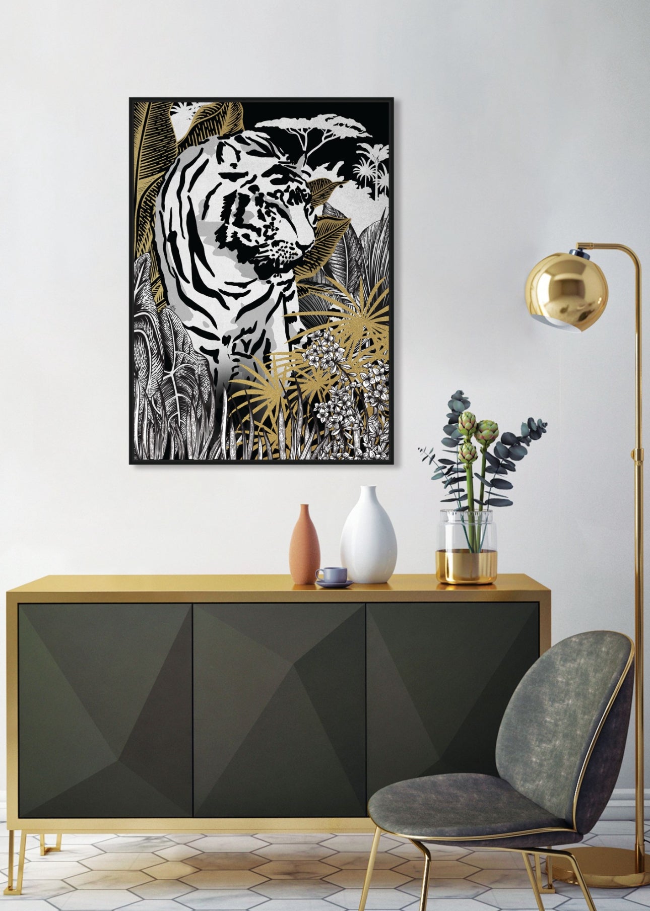 Golden Bengal Framed Canvas